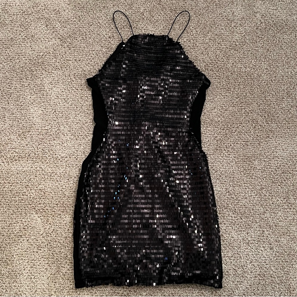 Nasty Gal Black Sequin Mini Dress